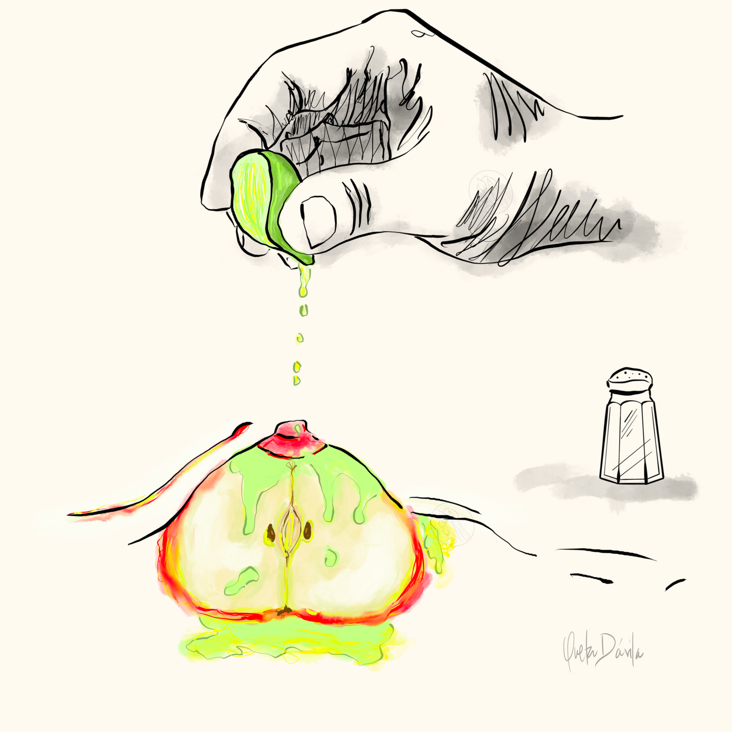 Manzana con limón y sal - Digital